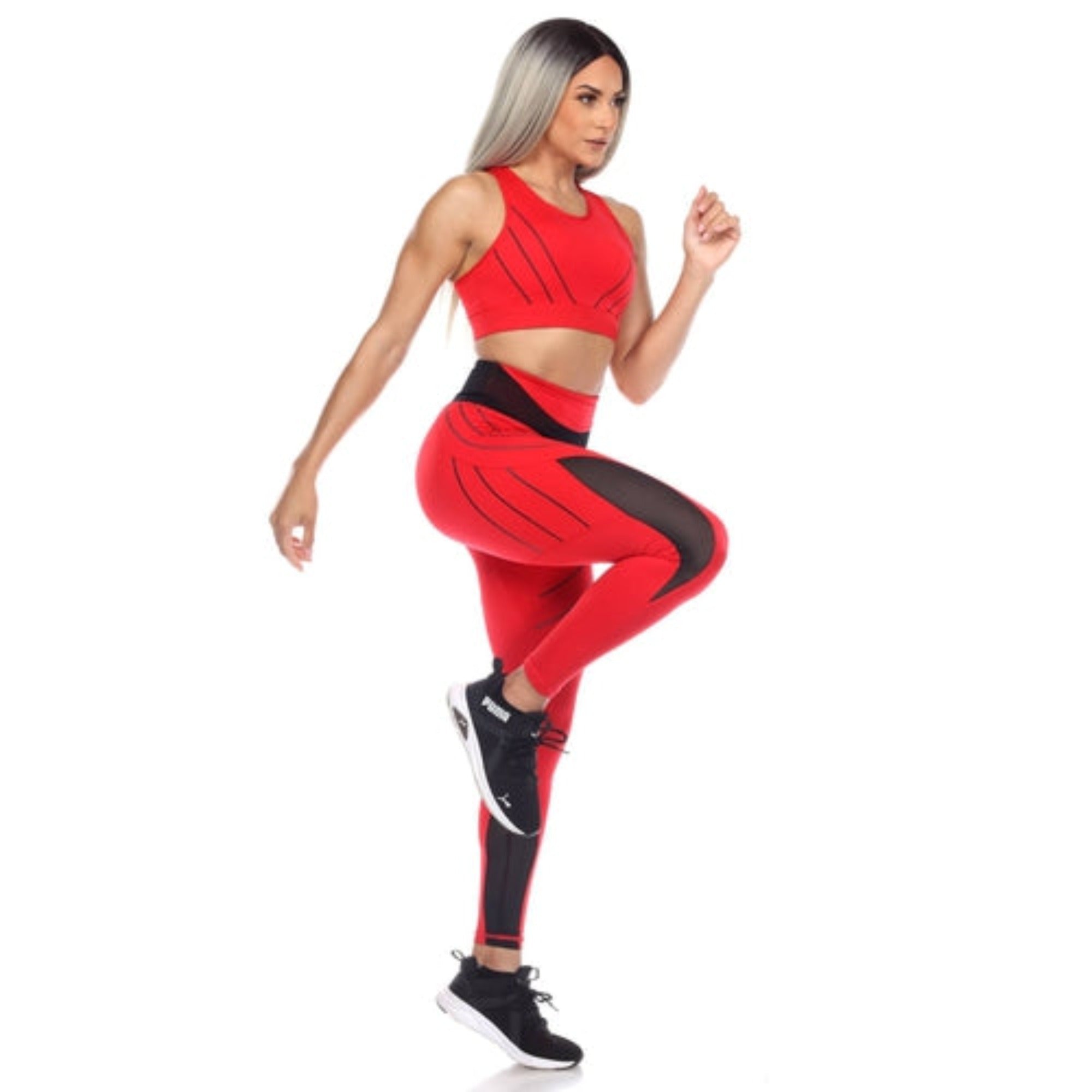 Contrast Seam Booty Pop Leggings in Raging Red